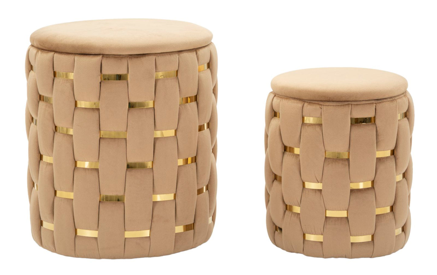 Opbergkruk Puff With Storage Shanty Gold Set 2 Pcs Ø 37×42 cm