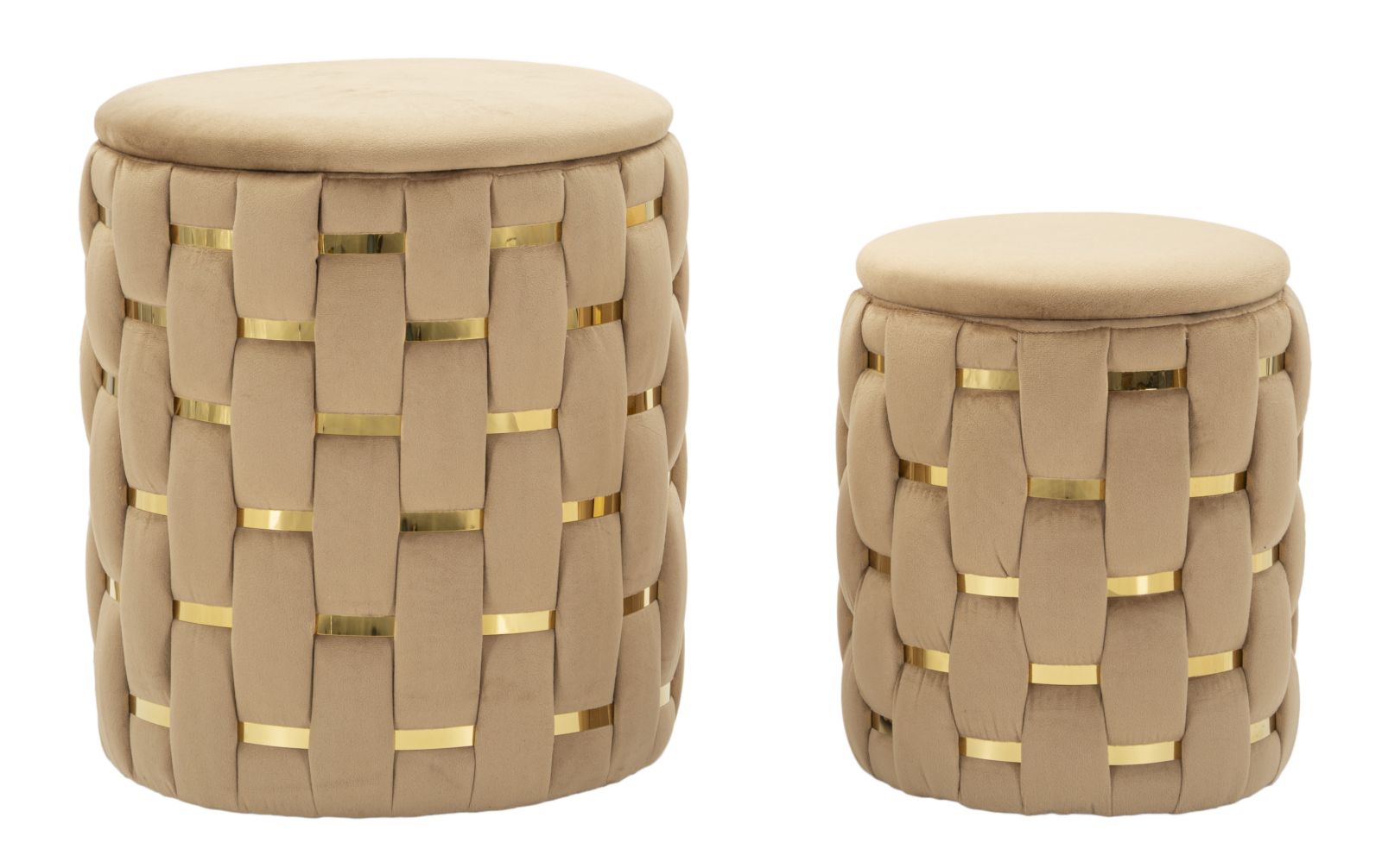Opbergkruk Puff With Storage Shanty Gold Set 2 Pcs Ø 37×42 cm