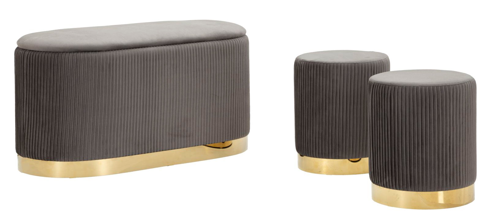 Bankje Storage & Stools Shopy Grey Set 3 Pcs 80×37×42 cm