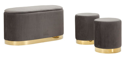 Bankje Storage & Stools Shopy Grey Set 3 Pcs 80×37×42 cm