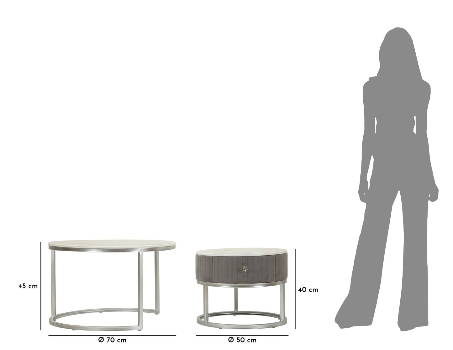Salontafel Coffee Tables Greys Set 2 Pcs Ø 70×45 cm