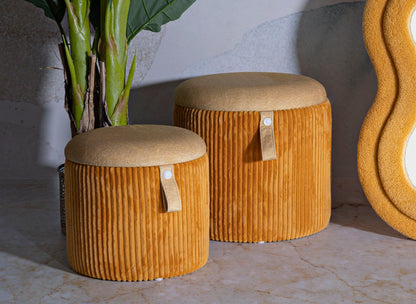 Opbergkruk Puff With Storage Bolzano Mustard Set 2 Pcs Ø 38×38 cm