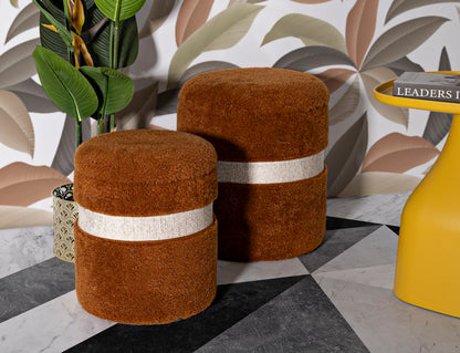 Opbergkruk Puff With Storage Saint-moritz Brown Set 2 Pcs Ø 40×47 cm
