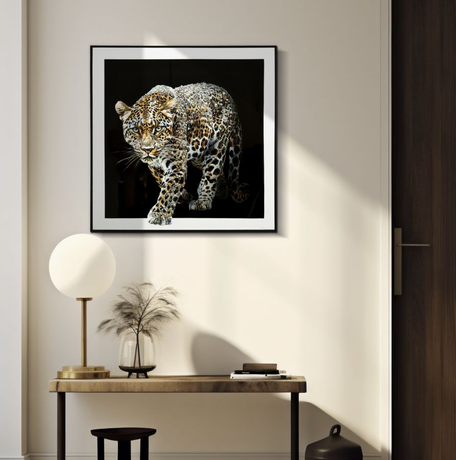 Schilderij On Canvas Lacquered Jaguar With Frame -b- 82×4×82 cm
