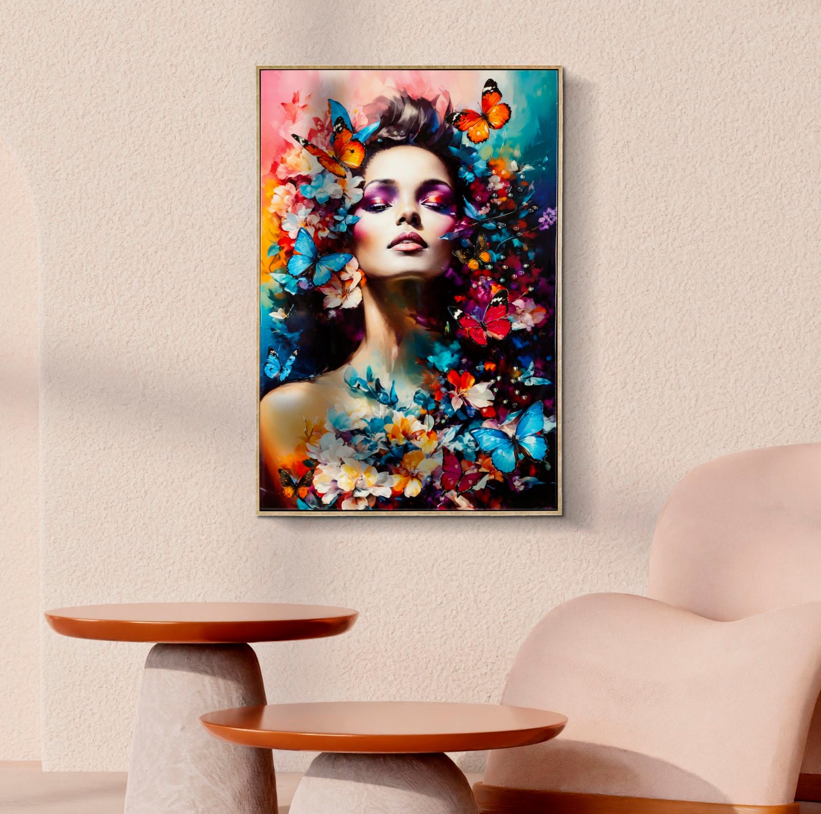 Schilderij Painted On Canvas Lacquered Marty With Frame -h- 62×4×92 cm