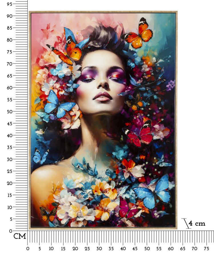 Schilderij Painted On Canvas Lacquered Marty With Frame -h- 62×4×92 cm