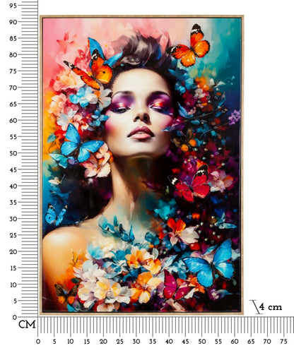 Schilderij Painted On Canvas Lacquered Marty With Frame -h- 62×4×92 cm