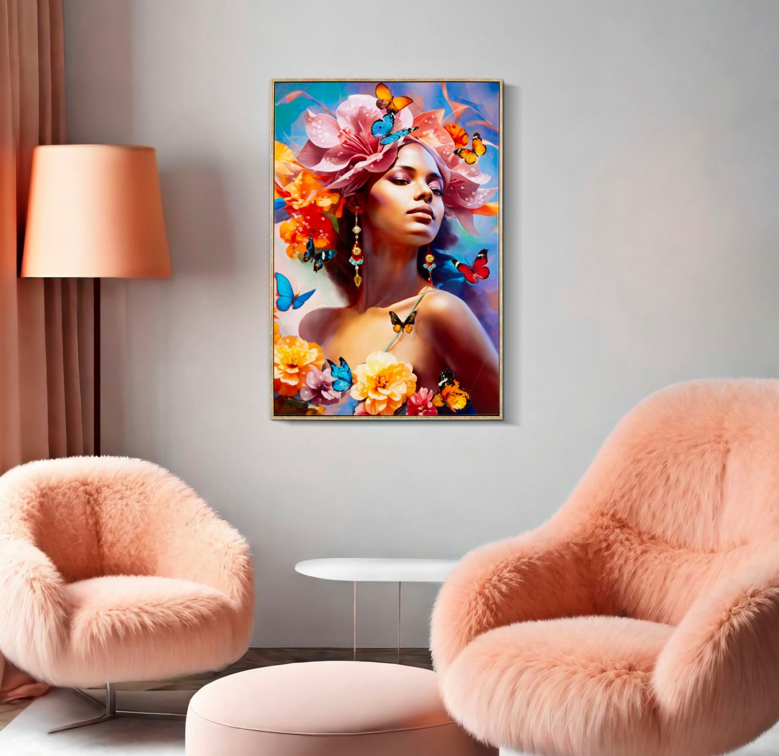 Schilderij Painted On Canvas Lacquered Marty With Frame -b- 62×4×92 cm