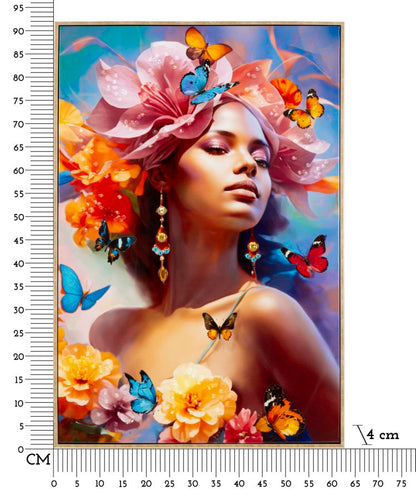 Schilderij Painted On Canvas Lacquered Marty With Frame -b- 62×4×92 cm