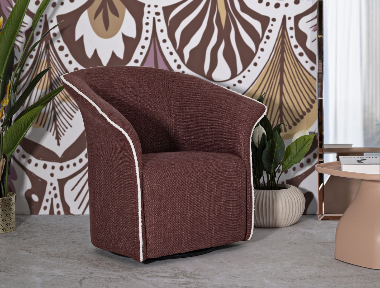 Fauteuil Siena Swivel Armchair Bordeaux 83,5×66×80 cm