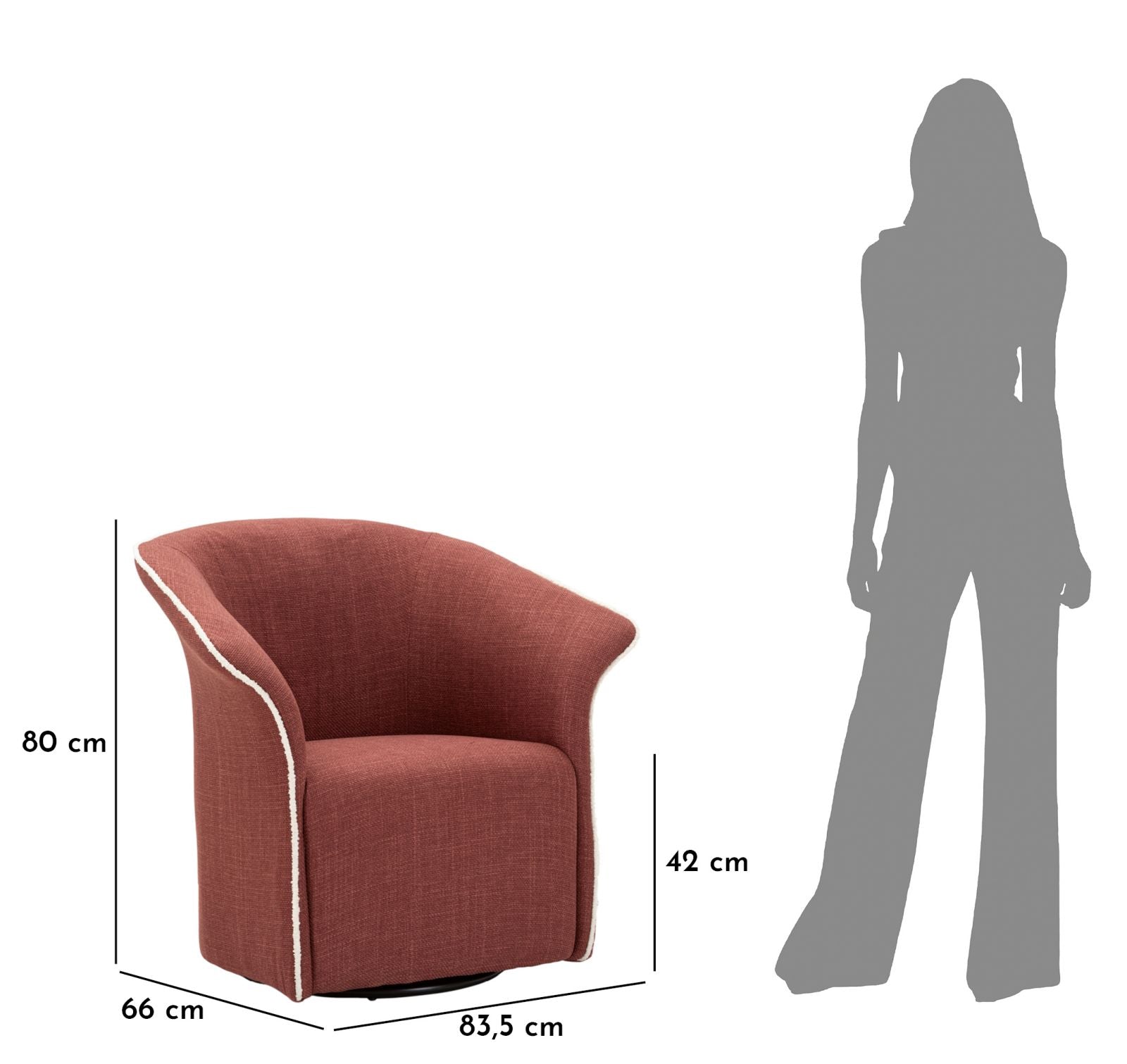 Fauteuil Siena Swivel Armchair Bordeaux 83,5×66×80 cm