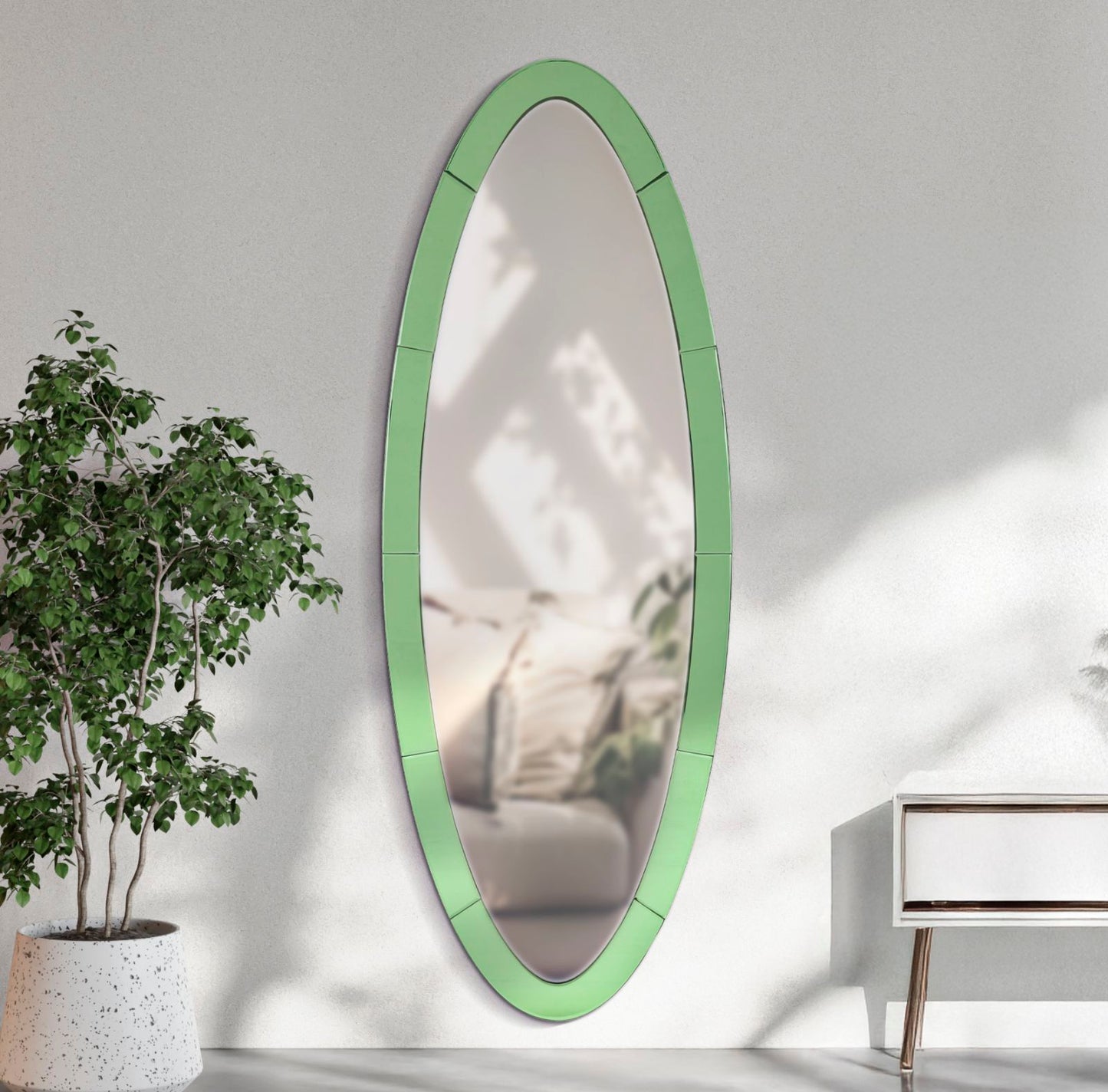 Spiegel Oslo Wall Mirror Green 55×2×150 cm
