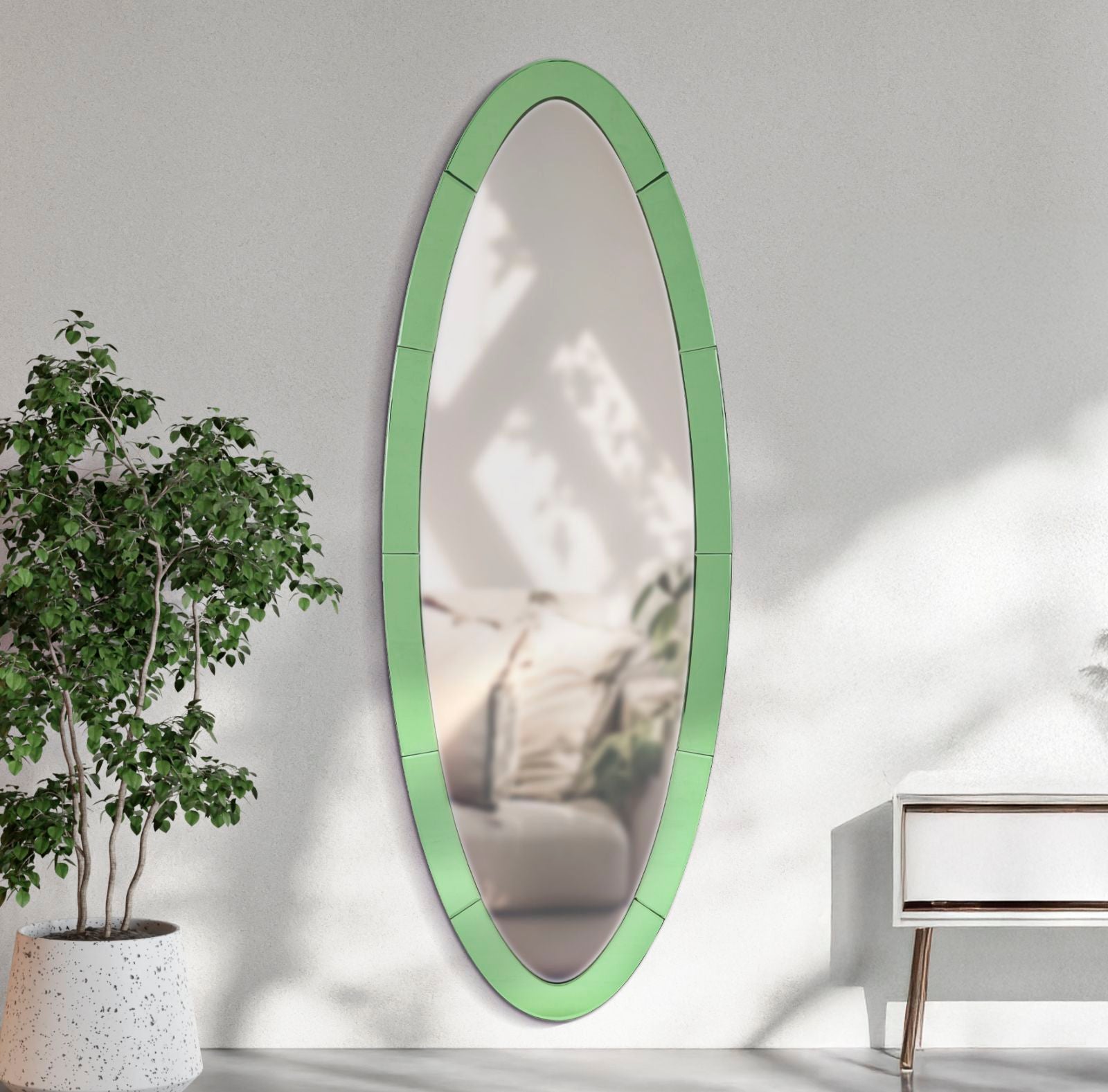 Spiegel Oslo Wall Mirror Green 55×2×150 cm