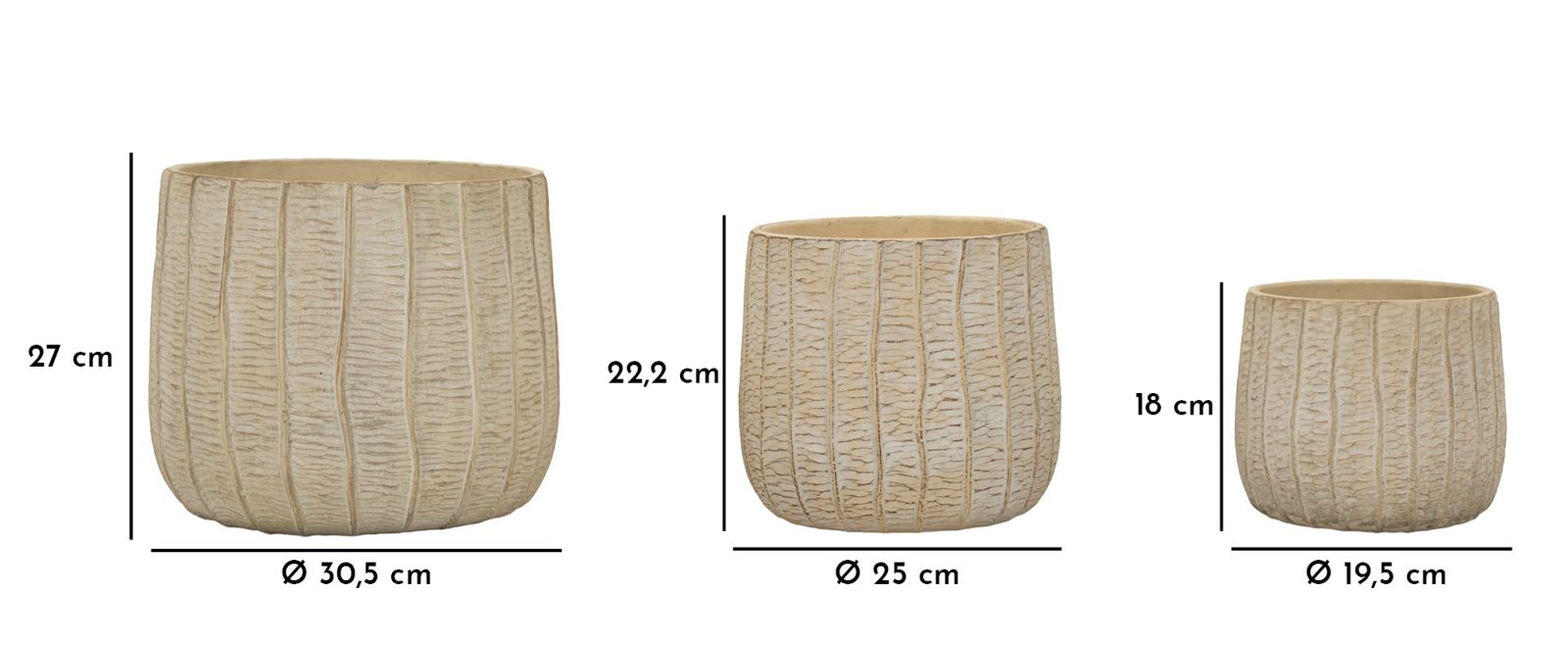 Vaas Cachepot Flake Set 3 Pcs 30,5×27 cm