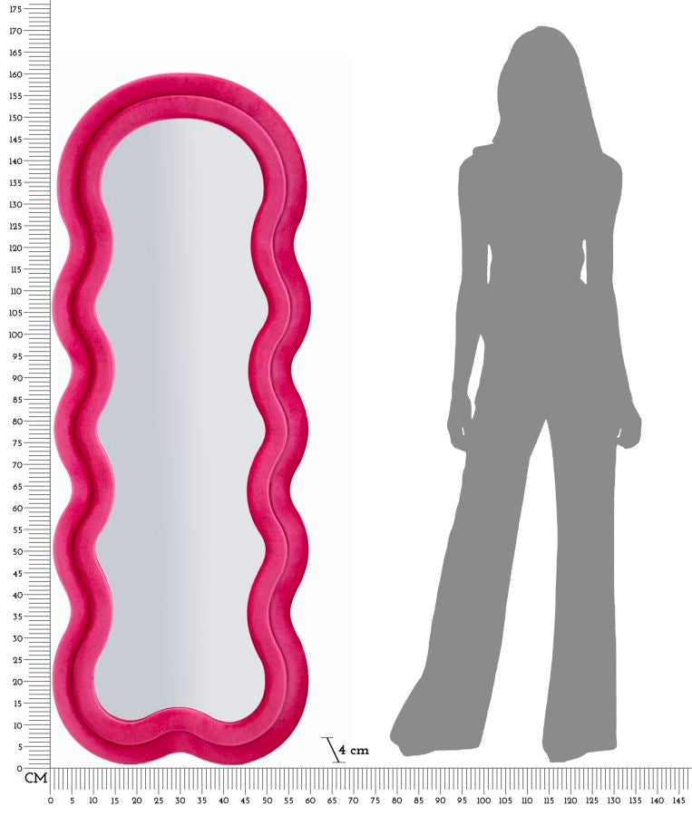 Spiegel Miki Wall Mirror Velvet Fuchsia 60×4×160 cm