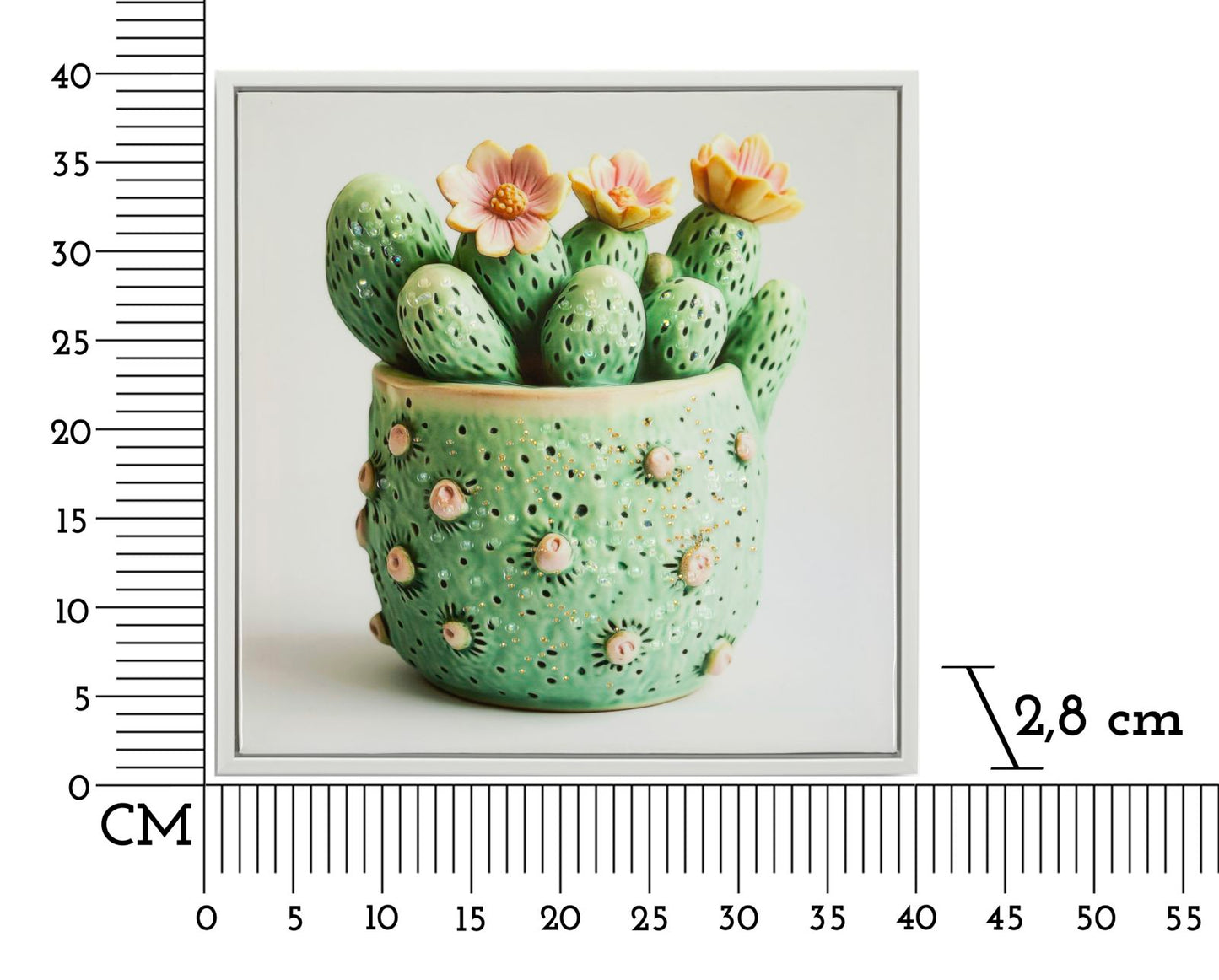 Schilderij Lacquered Canvas Print With Frame Cactus Jar -h- 40×2,8×40 cm