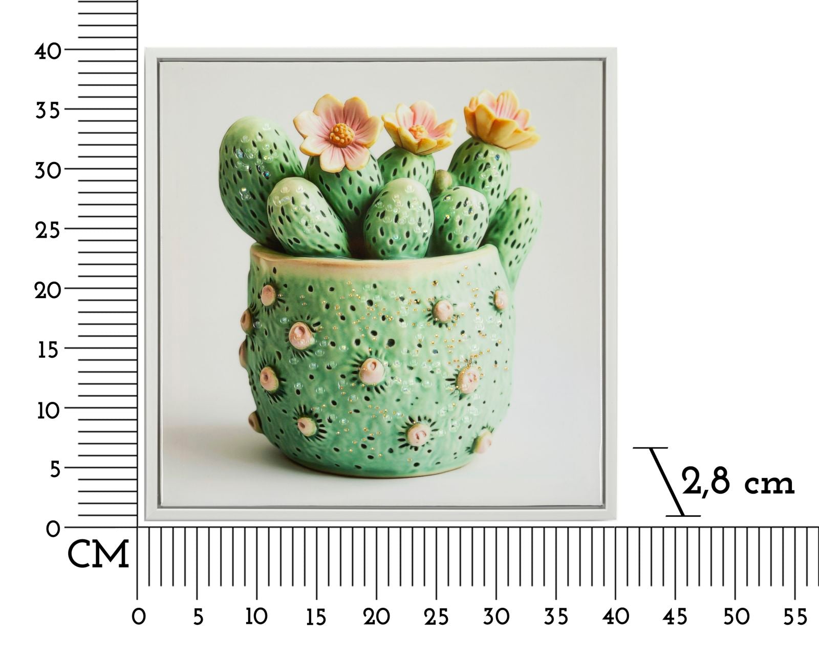 Schilderij Lacquered Canvas Print With Frame Cactus Jar -h- 40×2,8×40 cm