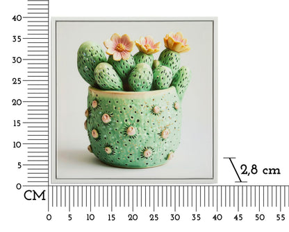 Schilderij Lacquered Canvas Print With Frame Cactus Jar -h- 40×2,8×40 cm