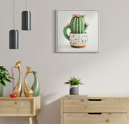 Schilderij Lacquered Canvas Print With Frame Cactus Jar -b- 40×2,8×40 cm