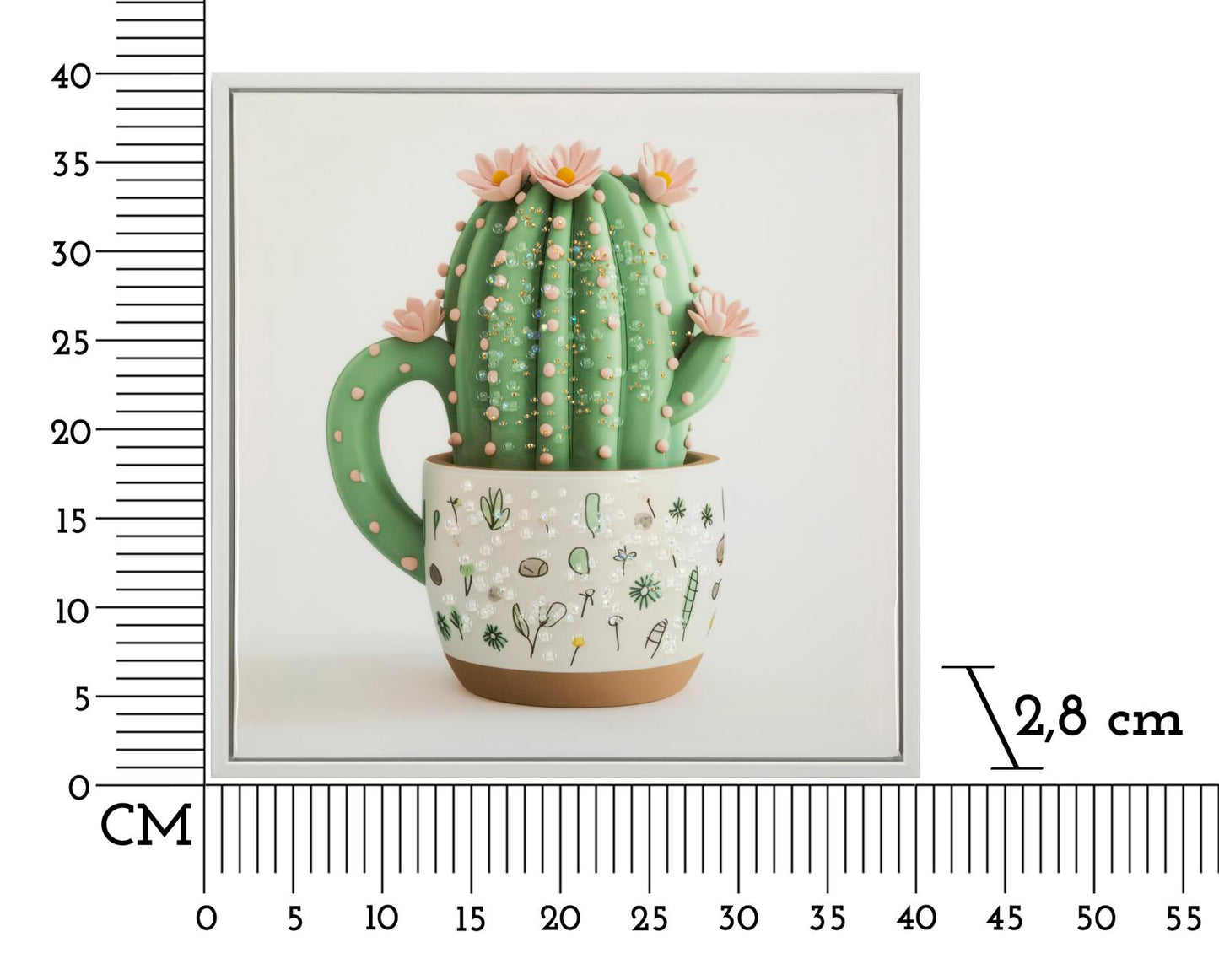 Schilderij Lacquered Canvas Print With Frame Cactus Jar -b- 40×2,8×40 cm