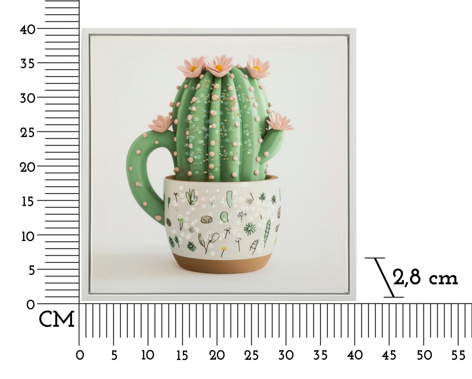 Schilderij Lacquered Canvas Print With Frame Cactus Jar -b- 40×2,8×40 cm