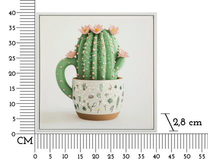 Schilderij Lacquered Canvas Print With Frame Cactus Jar -b- 40×2,8×40 cm