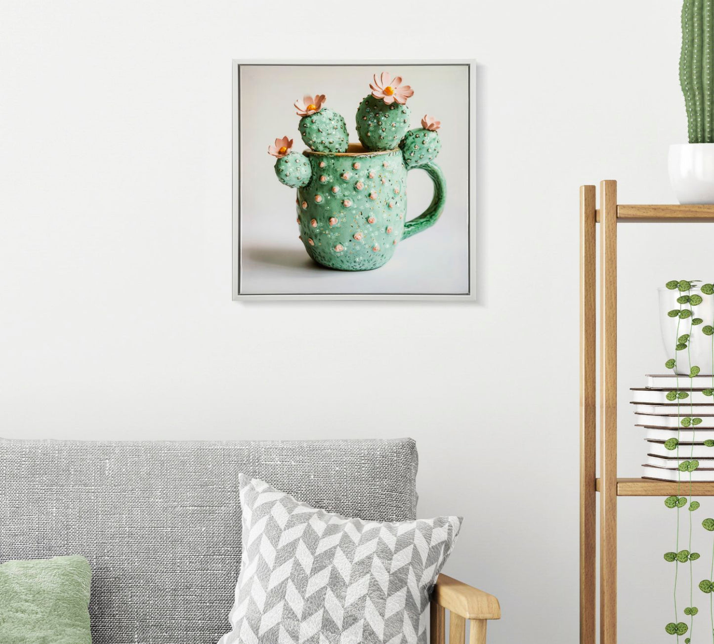 Schilderij Lacquered Canvas Print With Frame Cactus Jar -c- 40×2,8×40 cm