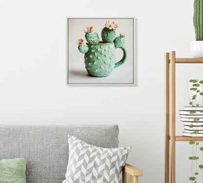 Schilderij Lacquered Canvas Print With Frame Cactus Jar -c- 40×2,8×40 cm