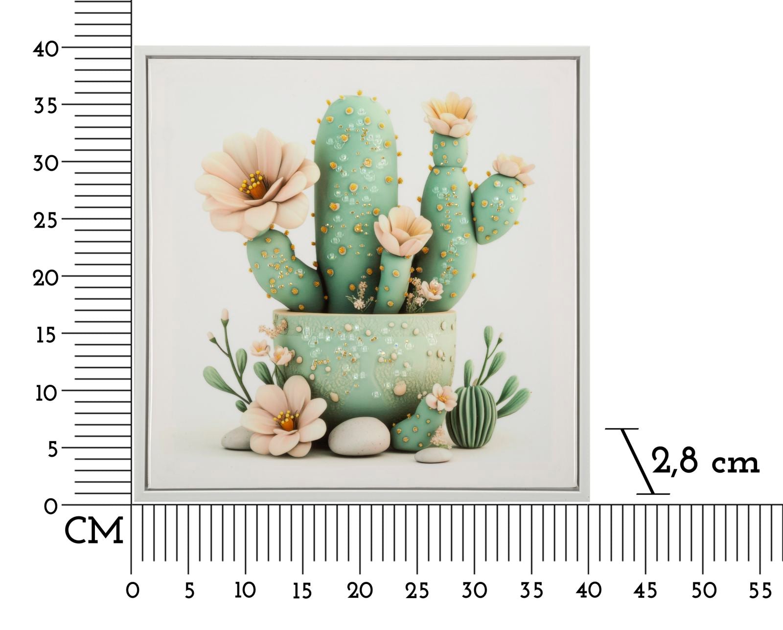 Schilderij Lacquered Canvas Print With Frame Cactus Jar -d- 40×2,8×40 cm