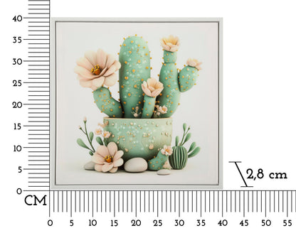 Schilderij Lacquered Canvas Print With Frame Cactus Jar -d- 40×2,8×40 cm