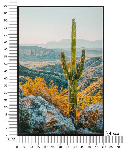 Schilderij Lacquered Canvas Print With Frame Cactus -w- 60×4×90 cm