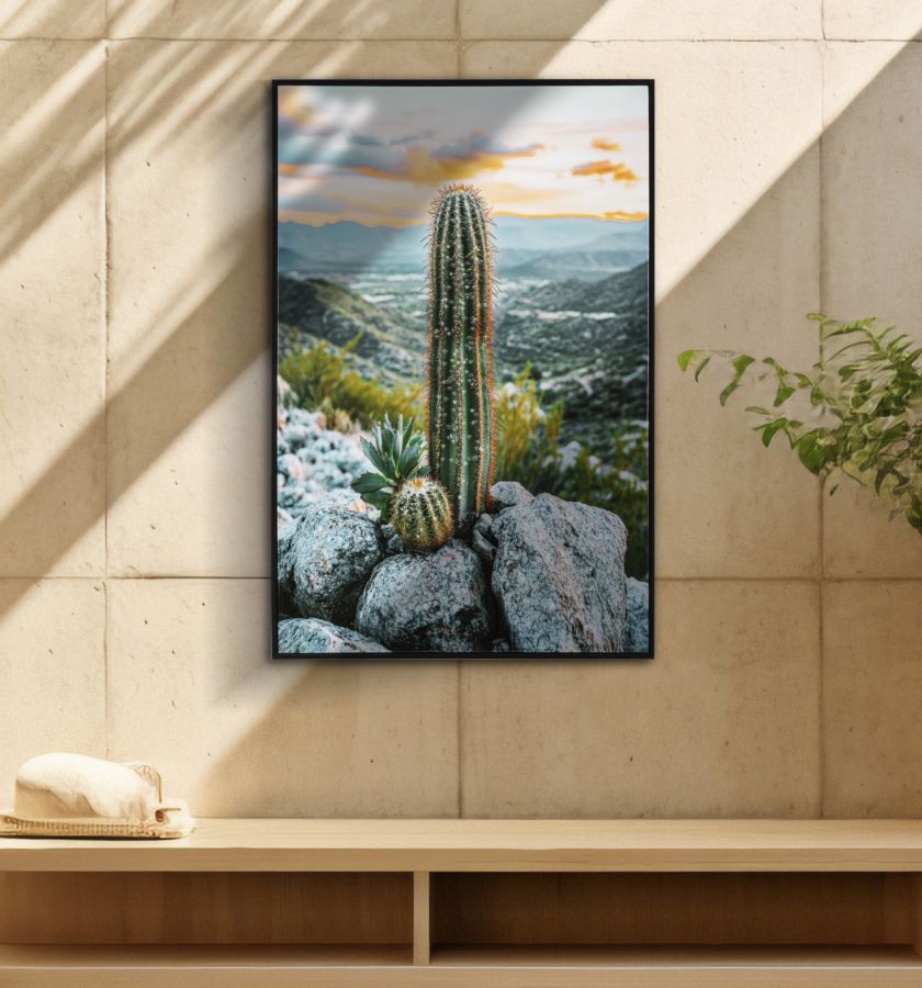 Schilderij Lacquered Canvas Print With Frame Cactus -h- 60×4×90 cm