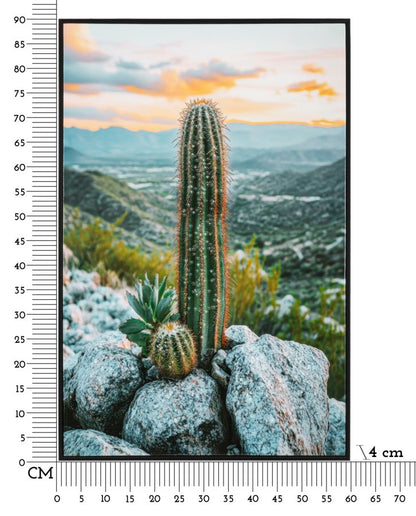 Schilderij Lacquered Canvas Print With Frame Cactus -h- 60×4×90 cm
