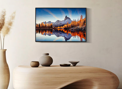 Schilderij Lacquered Canvas Print C/lake Frame 90×4×60 cm
