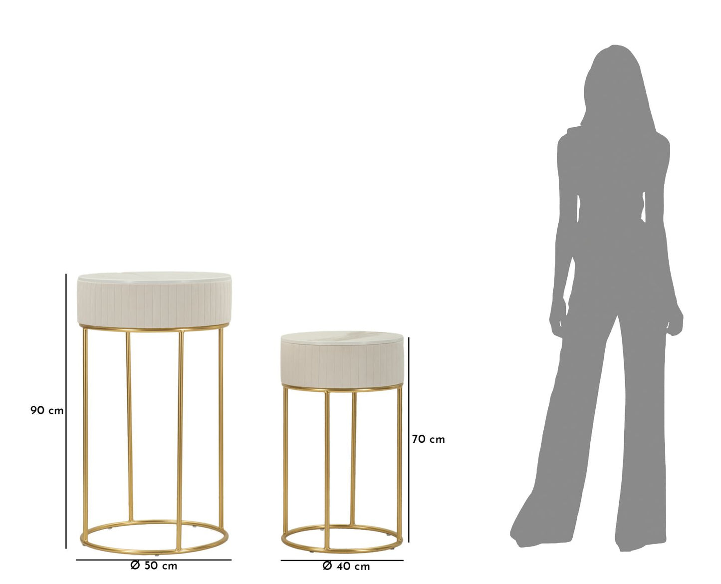 Tafel High Tables Wedding Round Set 2 Pcs Ø 50×90 cm