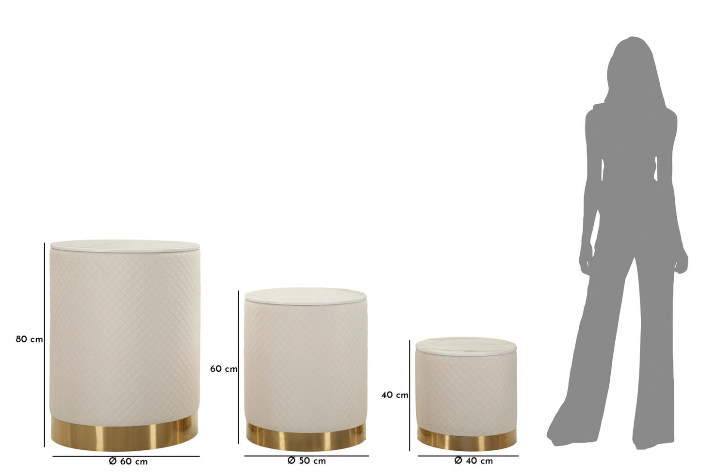 Tafel Display Shop With Storage Set 3 Pcs Ø 60×80 cm