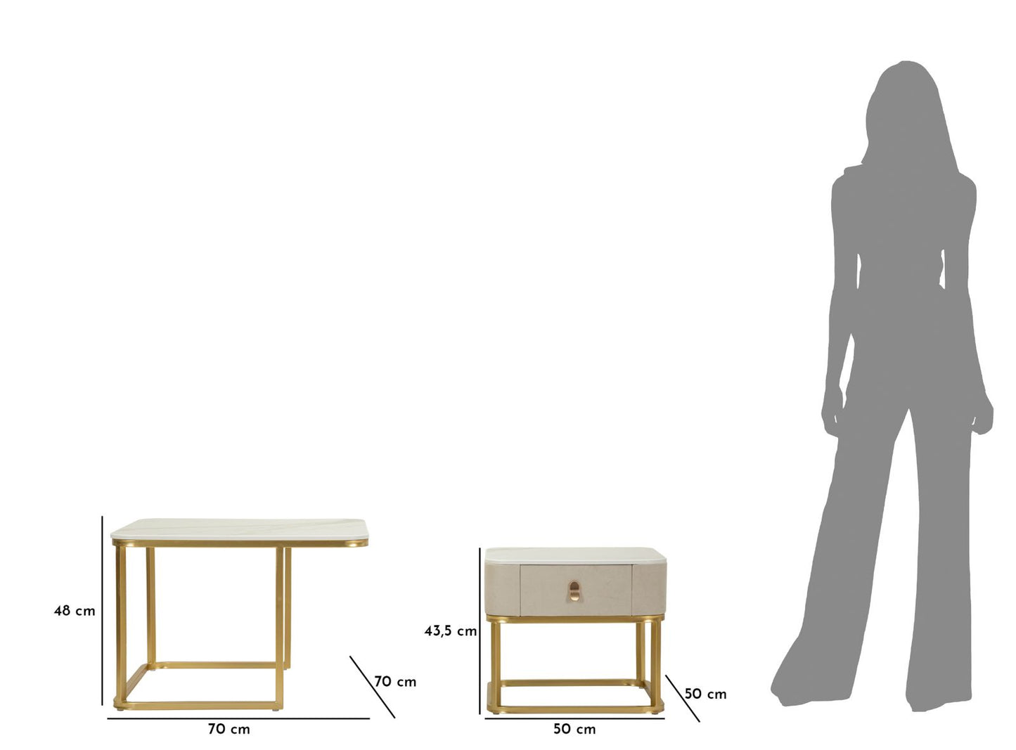 Salontafel Coffee Tables Beautry Set 2 Pcs 70×70×48 cm