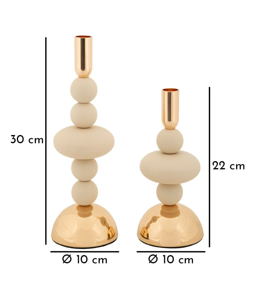 Kandelaar Galaxy Cream Set 2 Pcs Ø 10×22 cm