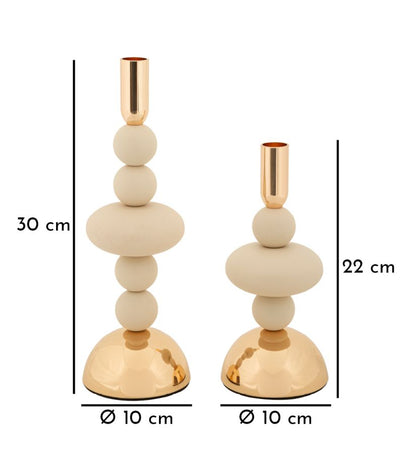 Kandelaar Galaxy Cream Set 2 Pcs Ø 10×22 cm