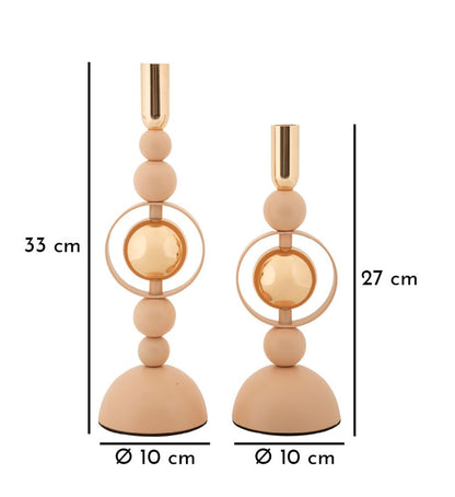 Kandelaar Saturn Pink Set 2 Pcs Ø 10×27 cm