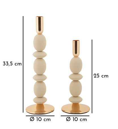 Kandelaar Shuttle Cream Set 2 Pcs Ø 10×25 cm