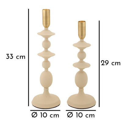 Kandelaar Gemini Cream Set 2 Pcs Ø 10×29 cm