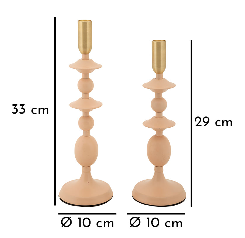Kandelaar Gemini Pink Set 2 Pc Ø 10×29 cm