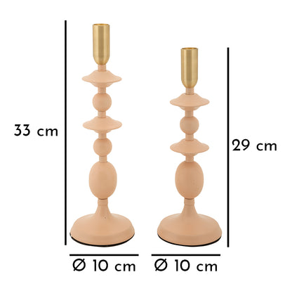 Kandelaar Gemini Pink Set 2 Pc Ø 10×29 cm