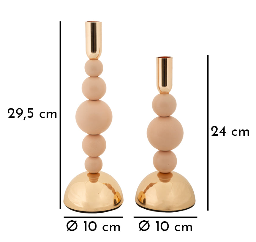 Kandelaar Bolly Pink Set 2 Pcs Cm