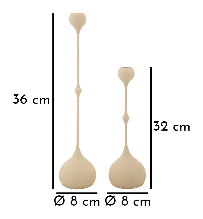 Kandelaar Slimmy Cream Set 2 Pcs Ø 8×26 cm