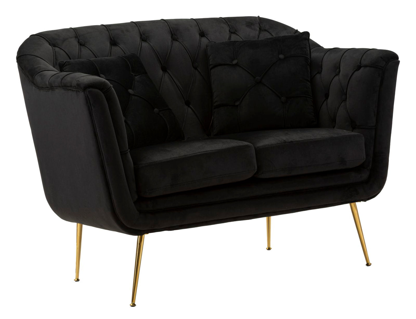 Bank Budapest Sofa' 2 Seats Black With Cushions 130×83×91 cm