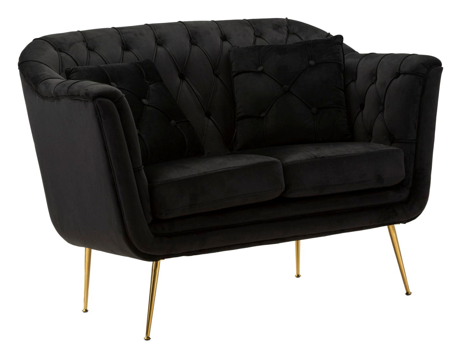 Bank Budapest Sofa' 2 Seats Black With Cushions 130×83×91 cm