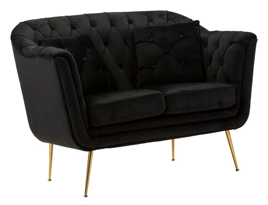 Bank Budapest Sofa' 2 Seats Black With Cushions 130×83×91 cm