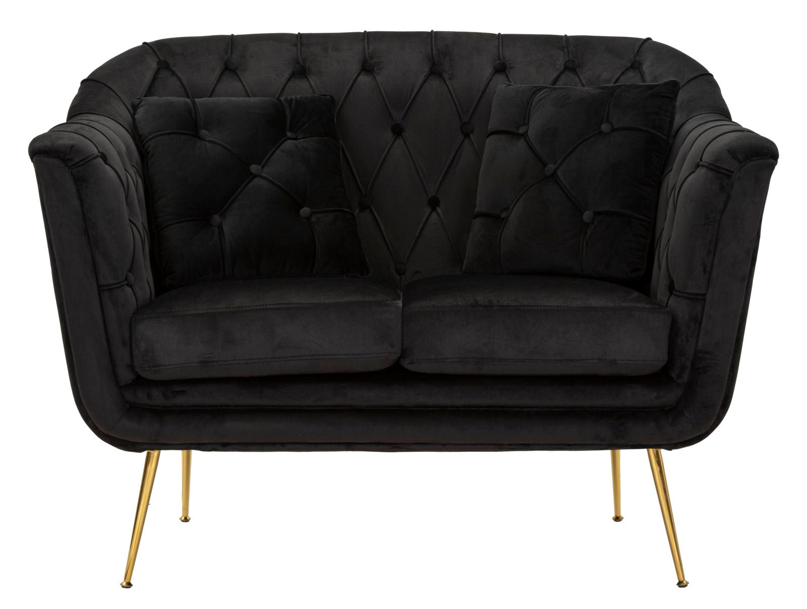 Bank Budapest Sofa' 2 Seats Black With Cushions 130×83×91 cm